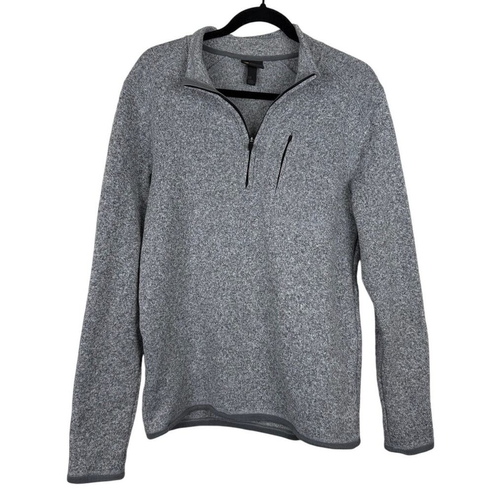 Zella Gray Fleece Lined Quarter Zip Sweater Medium Athleisure Sportswear Casual